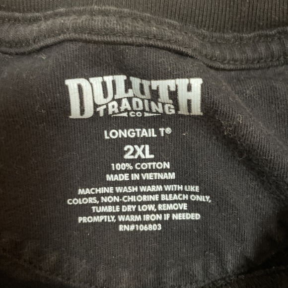Duluth Trading Co Black Long Sleeve Crew Neck Heavy Cotton T-Shirt Longtail 2XL - Picture 5 of 6